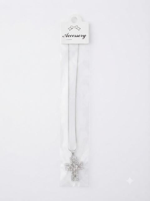 40002 Silver Crystal Openwork Lattice Pendant Necklace CNB