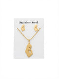 40042 Gold Praying Virgin Mary Silhouette Necklace & Earrings Jewelry Set CNB