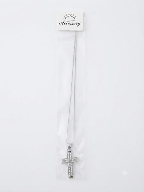 40004 Silver Double-Row Crystal Pendant Necklace CNB