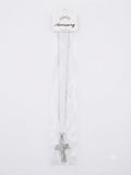 4000 Silver Dual-Texture Crystal & Etched Pendant Necklace CNB