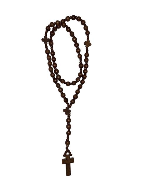 Dark Walnut All-Wood Corded Rosary – RES