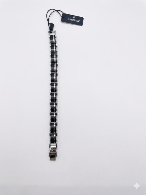 SanDino Black & Silver Stainless Steel Link Bracelet CNB