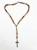 Natural Olive Wood Beaded Cord Rosary – Antique Silver Details RES