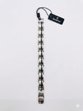 SanDino Men’s Two-Tone Silver Link Bracelet with Black Pinstripe Accent CNB