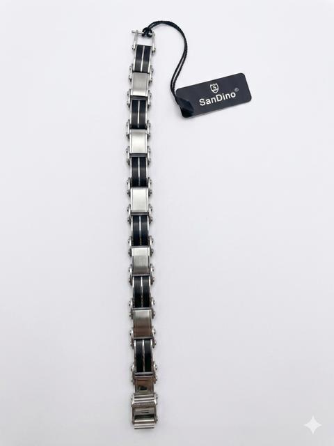 SanDino Two-Tone Stainless Steel Industrial Link Bracelet for Men CNB