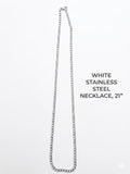 Classic White Stainless Steel Curb Chain Necklace CNB