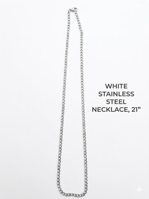 Classic White Stainless Steel Curb Chain Necklace CNB