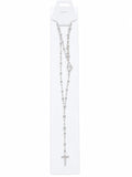 40010 Classic Silver Metallic Bead Rosary Necklace CNB