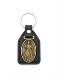 40048 Divine Mercy Antique Bronze Relief Faux Leather Keychain