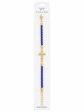 40029 Gold Crystal Cross Braided Leather Cord Bracelet CNB