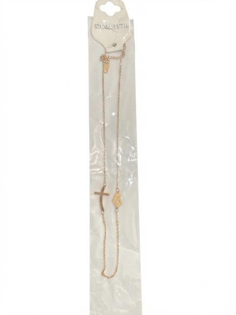 40017 Gold Stainless Steel Sideways Silhouette Necklace CNB