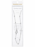40009 Stainless Steel Beaded Chain with Virgin Mary & Sideways Cross Necklace CNB
