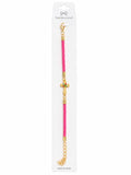 40035 Gold Multi-Color Crystal Cross Hot Pink Braided Cord Bracelet CNB