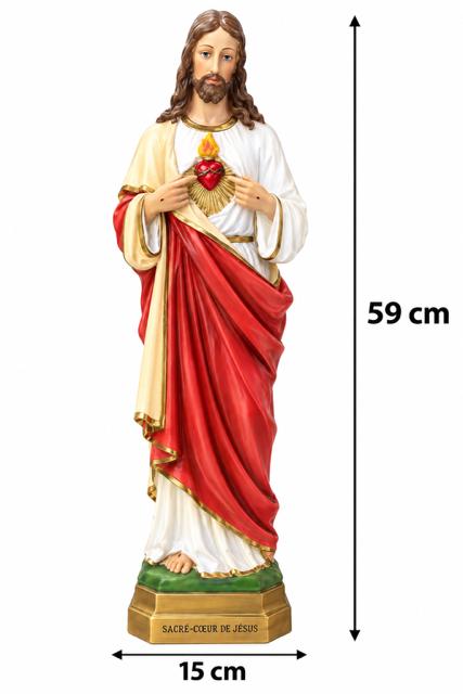 30034 Sacred Heart of Jesus 59 cm Hand-Painted Statue HFS