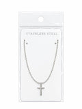 40011 Minimalist Silver Stainless Steel Cross Pendant Necklace CNB