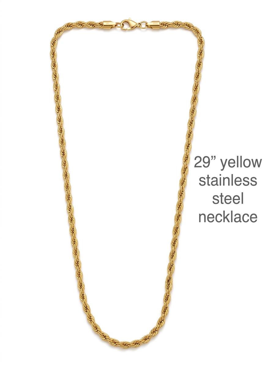 Gold-Tone Stainless Steel Rope Chain Necklace CNB