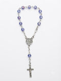 Iridescent Lavender Crystal Auto Rosary – Our Lady of Fatima Centerpiece RES