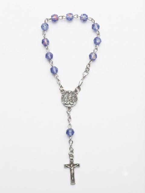 Iridescent Lavender Crystal Auto Rosary – Our Lady of Fatima Centerpiece RES