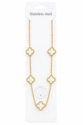 40047 Gold White Mother-of-Pearl Multi-Clover Station Long Chain Necklace CNB