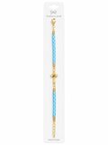40036 Gold Multi-Color Crystal Cross Light Blue Braided Cord Bracelet CNB