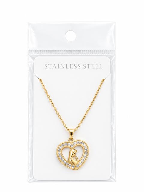40015 Gold Stainless Steel Virgin Mary Heart Pendant Necklace CNB