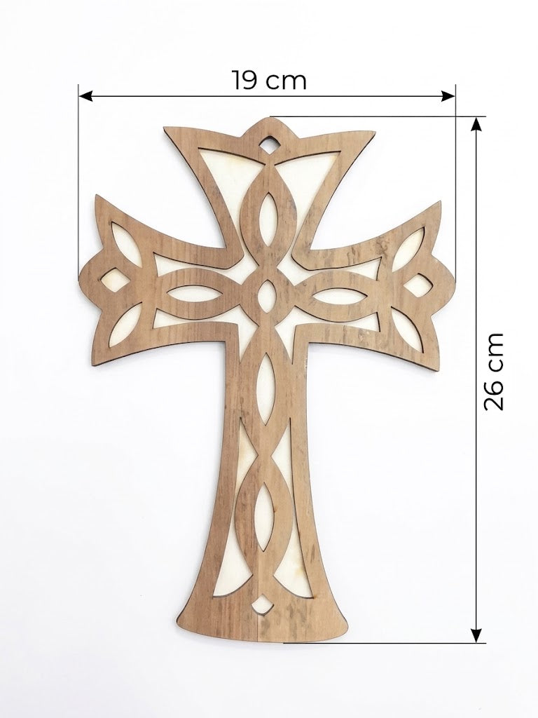 Celtic Knotwork Cutout Wooden Wall Cross (26 cm x 19 cm) CRS