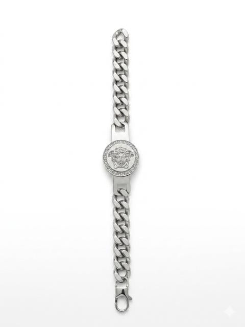 Classic Silver Cuban Link Bracelet with Medusa Centerpiece CNB