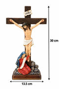 30033 Jesus Crucifixion with Virgin Mary 30 cm Tabletop Statue HFS