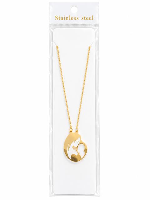 40020 Gold Stainless Steel Virgin Mary and Child Silhouette Pendant Necklace CNB