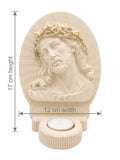 30045 Sacred Face of Jesus Relief Plaque with Candle Holder (17 cm x 12 cm) HFS