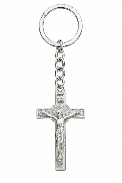 40055 Silver St. Benedict Crucifix Metal Keychain