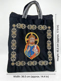 Embroidered "Jesus the Good Shepherd" Black Velvet Tote Bag DCN