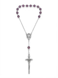 Amethyst Crystal Beaded Auto Rosary – Sacred Heart Centerpiece RES