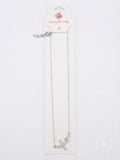 40006 Silver Stainless Steel Curved Crystal & Charm Station Necklace CNB
