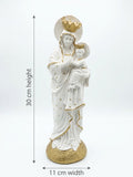 30047 Crowned Virgin Mary with Child Jesus Statue with Gold Accents HFS