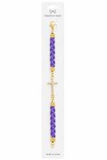 40033 Gold Rhinestone Cross Braided Cord Bracelet CNB