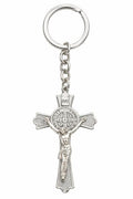 40056 Silver St. Benedict Flared Crucifix Metal Keychain