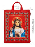 Jesus Christ Sacred Portrait Zippered Red Tote Bag DCN