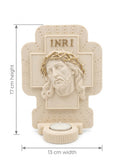 30048 Sacred Face of Jesus Cross Relief Plaque with Candle Holder (17 cm x 13 cm)
