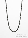 Black Stainless Steel Figaro Chain Necklace – Matte Finish CNB