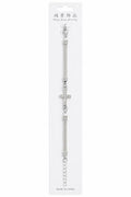 40049 Silver Rhinestone Cross Mesh Chain Bracelet CNB