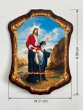 Saint Pishoy Carrying Jesus Coptic Icon Wooden Wall Plaque ICN