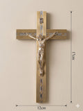 Two-Tone Gold and Silver Metal Wall Crucifix - Ornate Jesus Christ Cross CRS