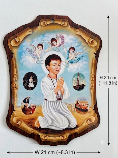 Saint Abanoub Coptic Child Martyr Wooden Wall Plaque ICN